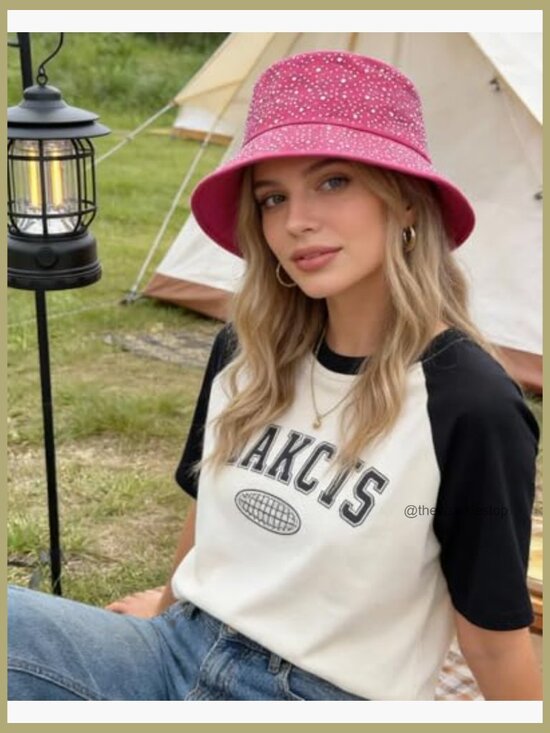 Sparkly Rhinestone Bucket Hat, Adjustable Sun Hat with UPF 20 main image 4